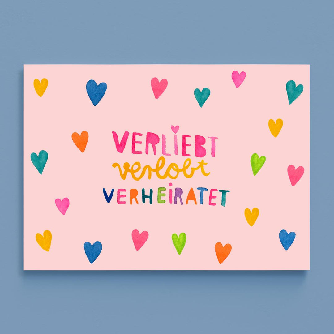 Hochzeitskarte *Verliebt verlobt verheiratet*