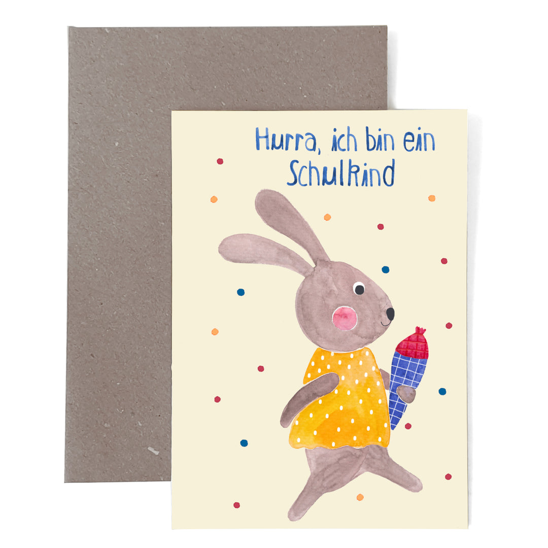 Klappkarte zur Einschulung *Schulkind* mit Hase