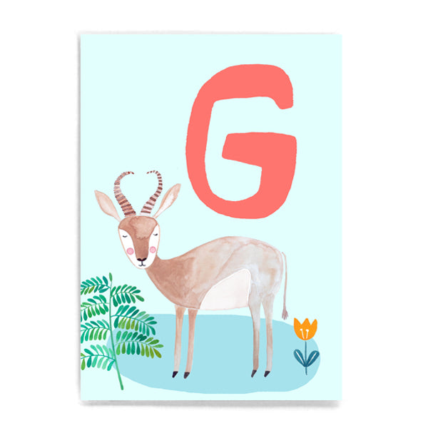 ABC Karte "G wie Gazelle“