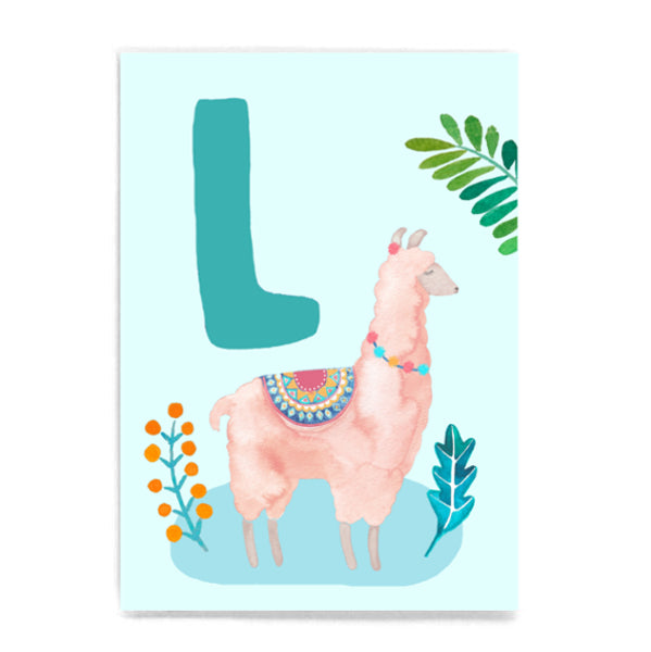 ABC Karte "L wie Lama“